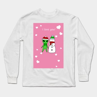 I Love You - Alien and Snowman Long Sleeve T-Shirt